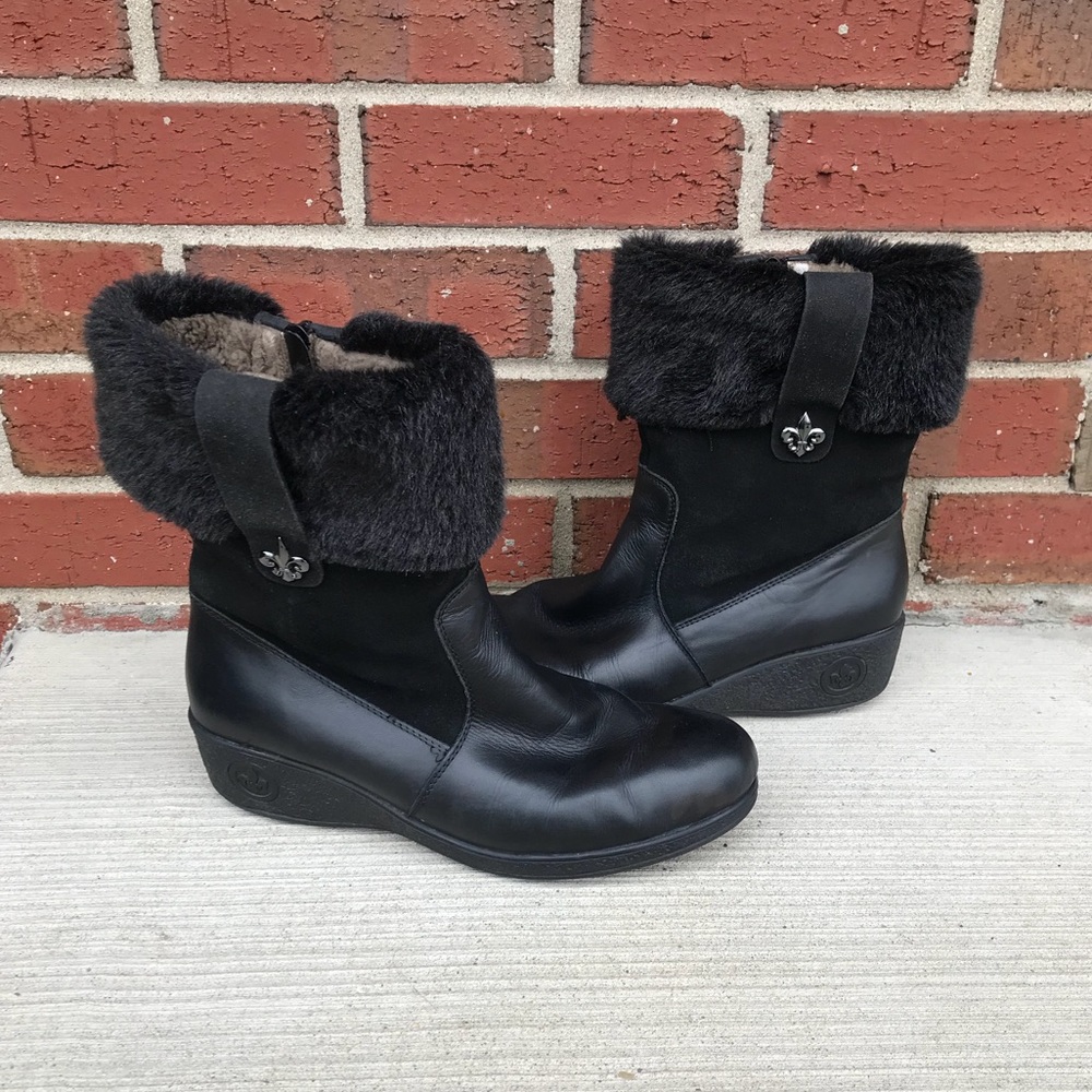 Riekers Black Leather Suede Winter Boots 39